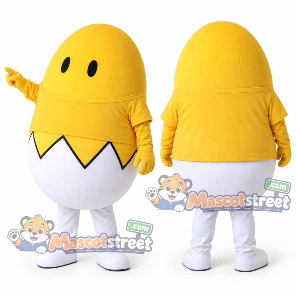 Yellow Chick in Eggshell Mascot Costume Yellow Chick in Eggshell Mascot Costume