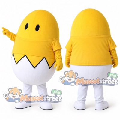 Yellow Chick in Eggshell Mascot Costume Yellow Chick in Eggshell Mascot Costume
