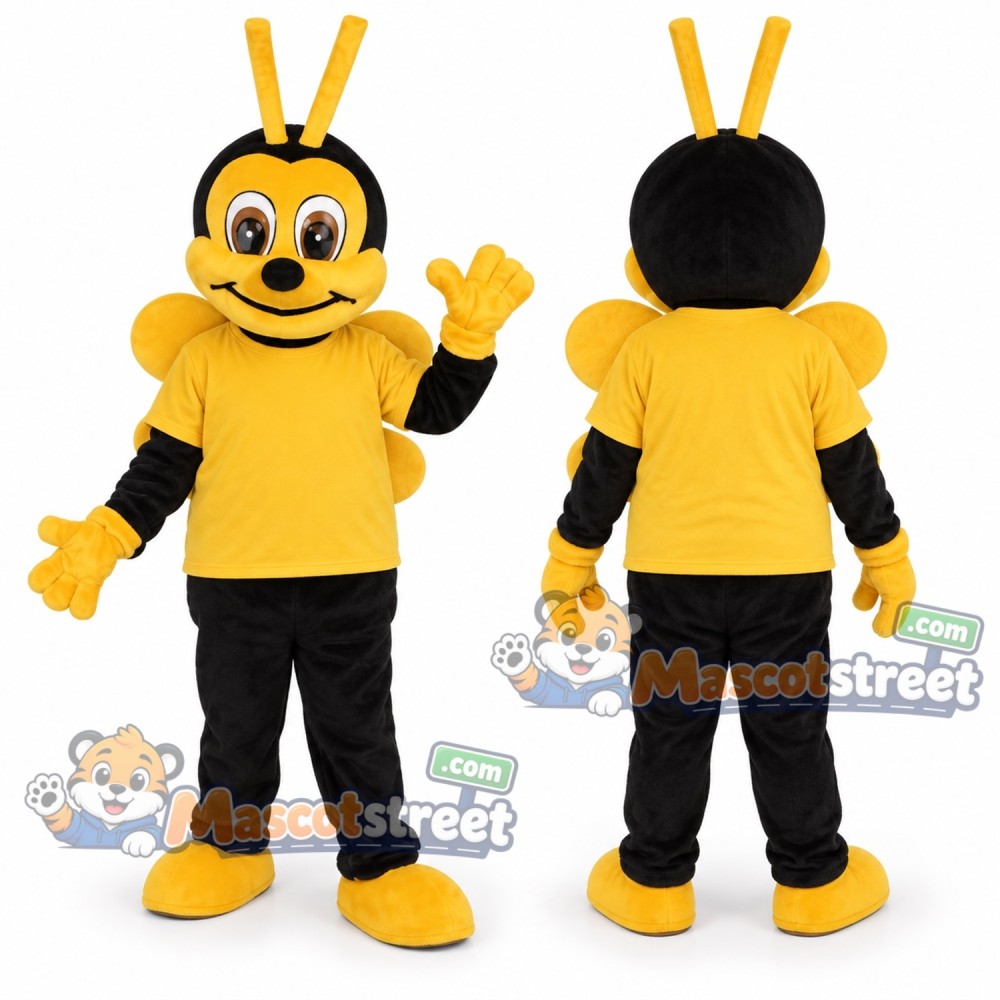 Yellow Bee Mascot Costume with Yellow Shirt and Black Trousers Yellow Bee Mascot Costume with Yellow Shirt and Black Trousers