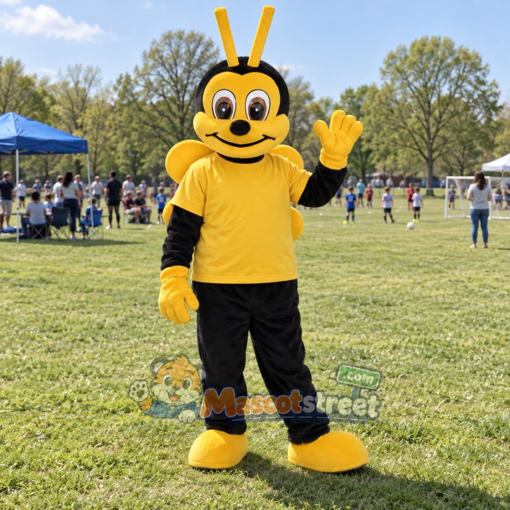 Yellow Bee Mascot Costume with Yellow Shirt and Black Trousers Yellow Bee Mascot Costume with Yellow Shirt and Black Trousers