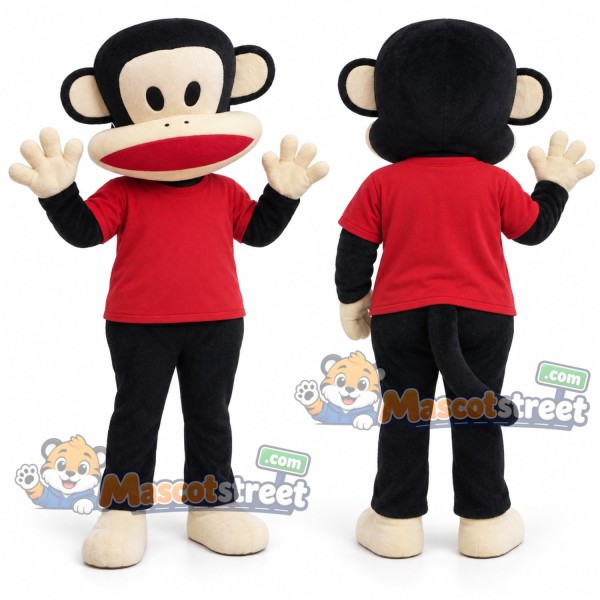 Black Monkey Mascot Costume with Red Shirt