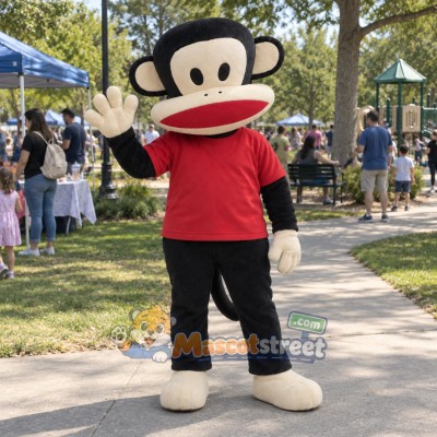 Black Monkey Mascot Costume with Red Shirt Black Monkey Mascot Costume with Red Shirt