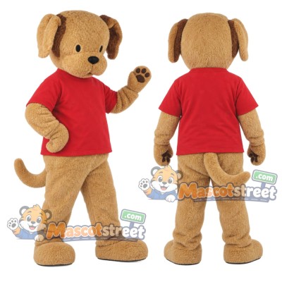 Brown Dog Mascot Costume with Red Shirt