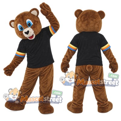Brown Bear Mascot Costume with Black Shirt Brown Bear Mascot Costume with Black Shirt