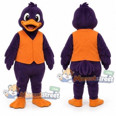 Purple Duck Mascot Costume with Orange Vest Purple Duck Mascot Costume with Orange Vest