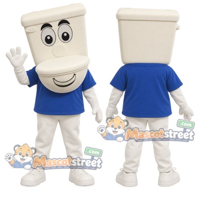 Toilet Mascot Costume with Blue Shirt