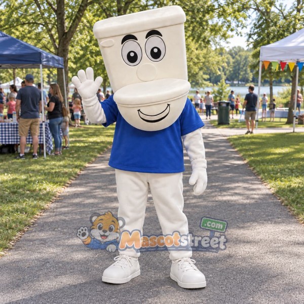 Toilet Mascot Costume with Blue Shirt
