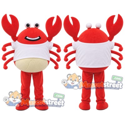 Red Crab Mascot Costume with White Shirt Red Crab Mascot Costume with White Shirt