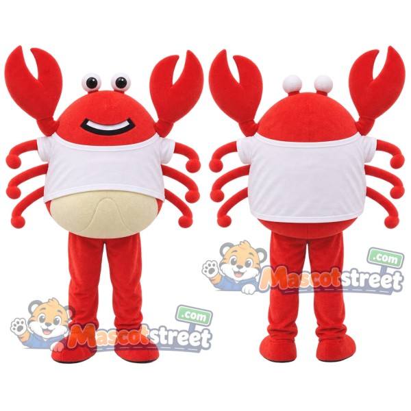 Red Crab Mascot Costume with White Shirt