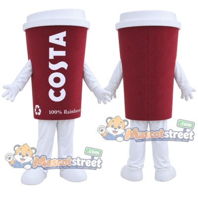 Red Coffee Cup Mascot Costume Red Coffee Cup Mascot Costume