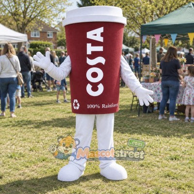 Red Coffee Cup Mascot Costume Red Coffee Cup Mascot Costume
