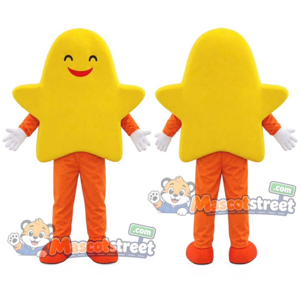 Yellow Star Mascot Costume with Orange Trousers Yellow Star Mascot Costume with Orange Trousers