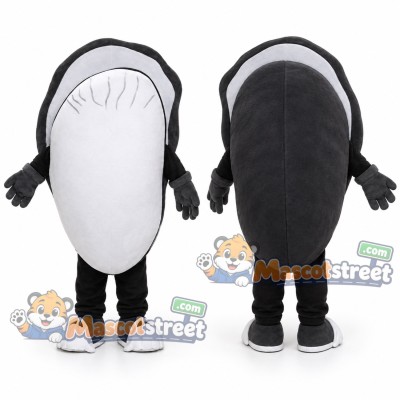 Black and White Oyster Mascot Costume Black and White Oyster Mascot Costume