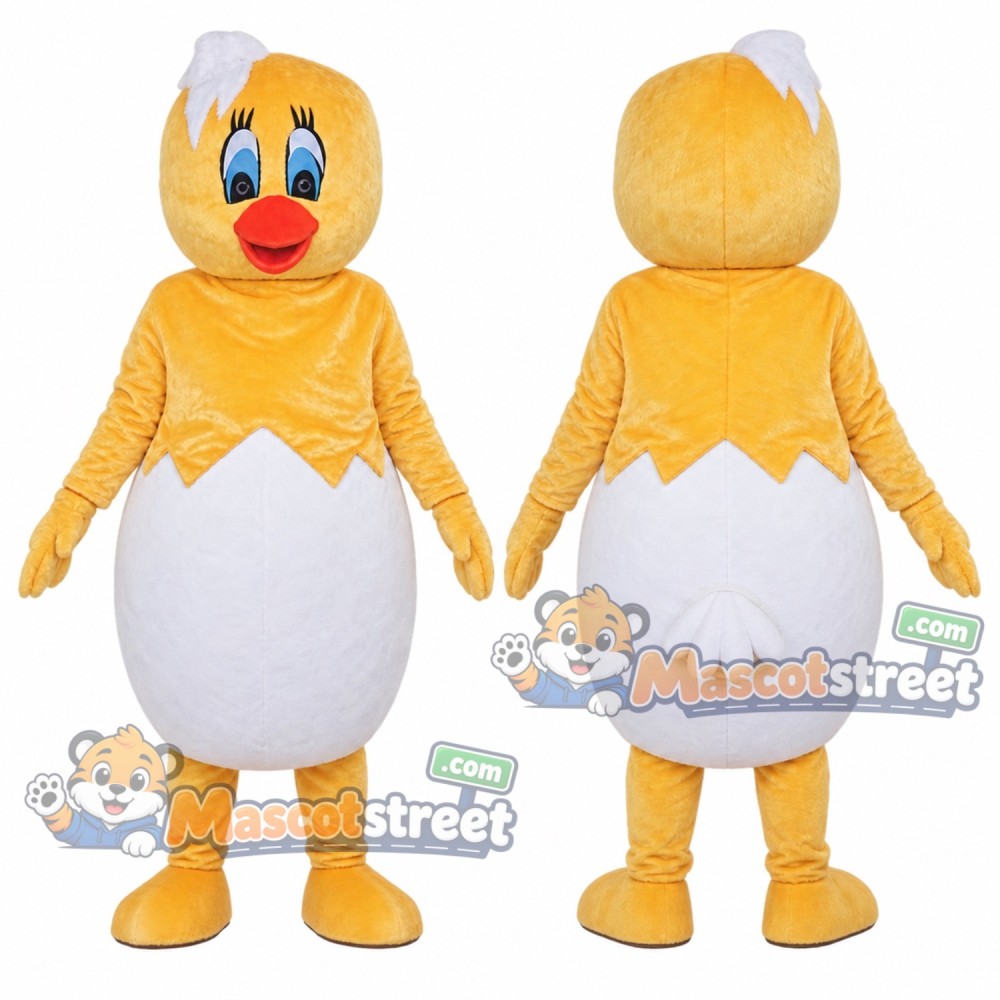 Yellow Chick in Eggshell Mascot Costume Yellow Chick in Eggshell Mascot Costume