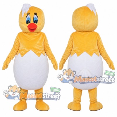 Yellow Chick in Eggshell Mascot Costume Yellow Chick in Eggshell Mascot Costume
