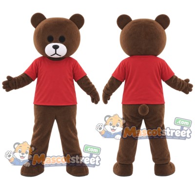 Brown Bear Mascot Costume with Red Shirt Brown Bear Mascot Costume with Red Shirt