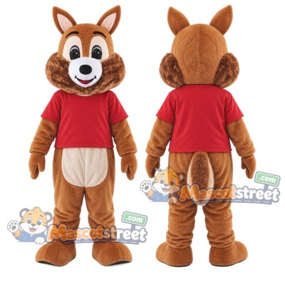 Brown Squirrel Mascot Costume with Red Shirt Brown Squirrel Mascot Costume with Red Shirt