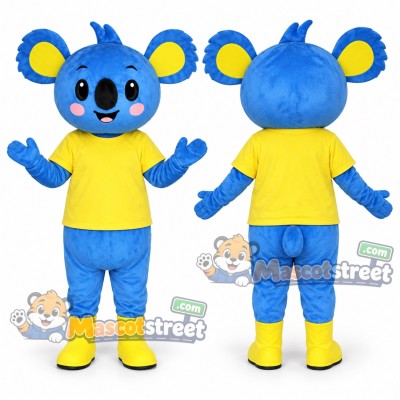 Blue Koala Mascot Costume with Yellow Shirt
