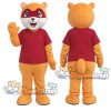 Orange Raccoon Mascot Costume with Red Shirt