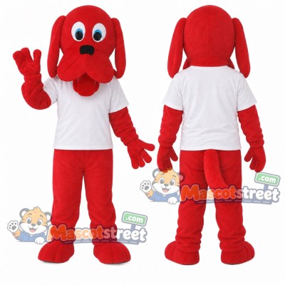 Red Dog Mascot Costume with White Shirt Red Dog Mascot Costume with White Shirt