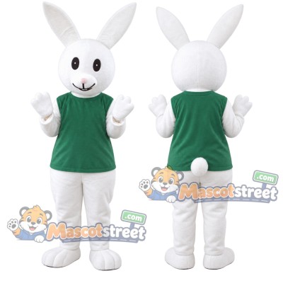 White Rabbit Mascot Costume with Green Vest