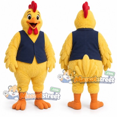 Yellow Chicken Mascot Costume with Navy Vest