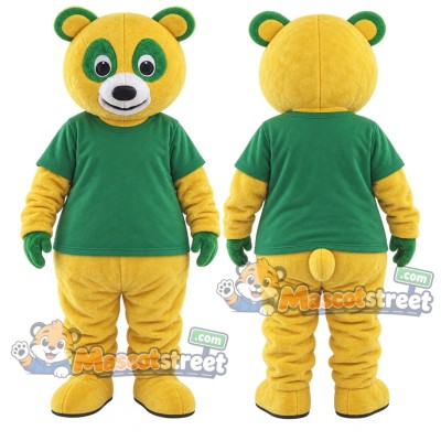 Yellow and Green Panda Mascot Costume with Green Shirt Yellow and Green Panda Mascot Costume with Green Shirt