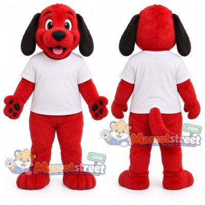 Red Dog Mascot Costume with White Shirt Red Dog Mascot Costume with White Shirt
