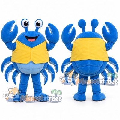 Blue Crab Mascot Costume with Yellow Vest Blue Crab Mascot Costume with Yellow Vest