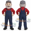 Bearded Dwarf Mascot Costume with Red Shirt, Navy Overalls and Gray Cap