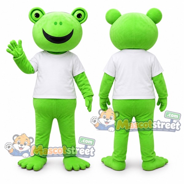 Green Frog Mascot Costume with White Shirt