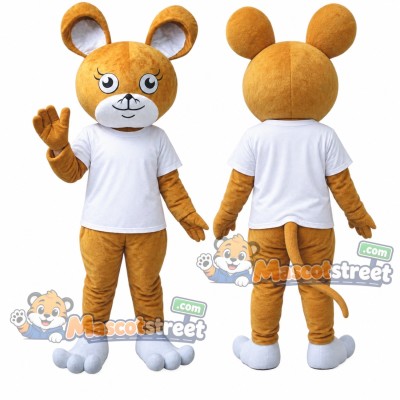 Brown Mouse Mascot Costume with White Shirt Brown Mouse Mascot Costume with White Shirt