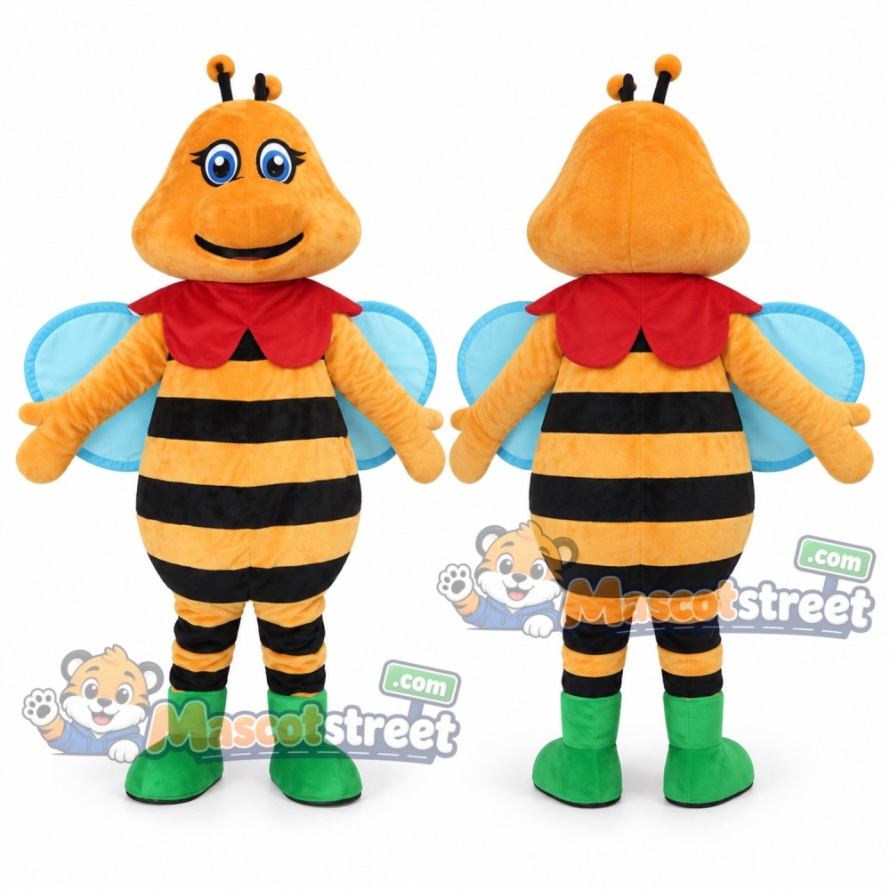 Bee Mascot Costume with Red Bow Tie Bee Mascot Costume with Red Bow Tie