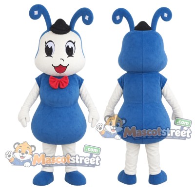 Blue Bee Mascot Costume with Red Bow Tie Blue Bee Mascot Costume with Red Bow Tie