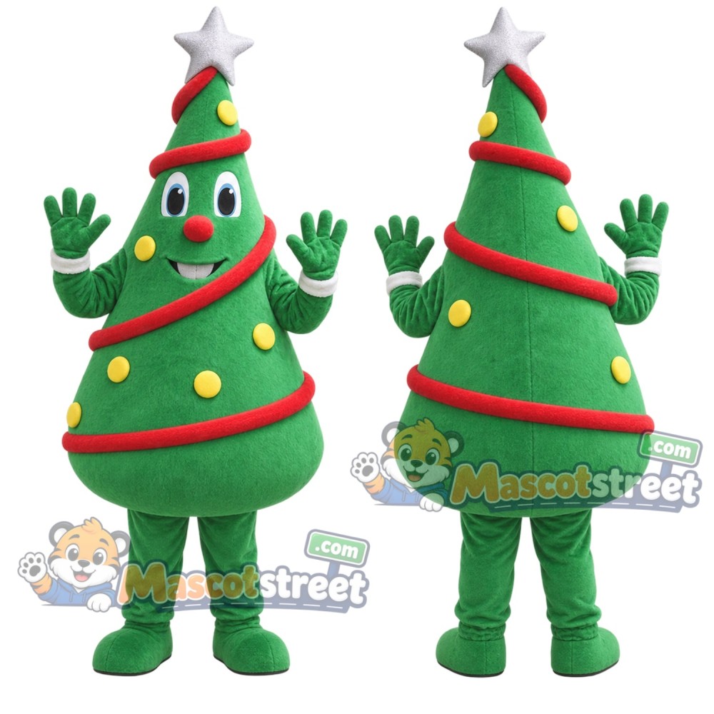 Christmas Tree Mascot Costume with Red Garland