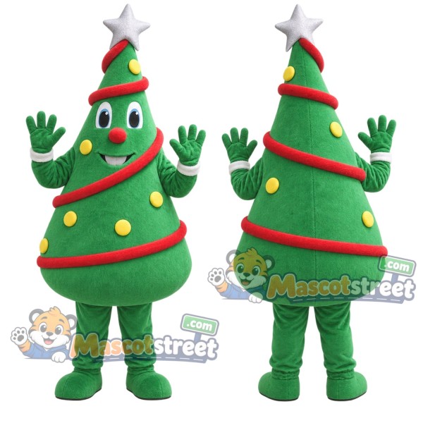 Christmas Tree Mascot Costume with Red Garland