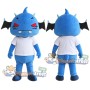 Blue Demon Mascot Costume with White Shirt