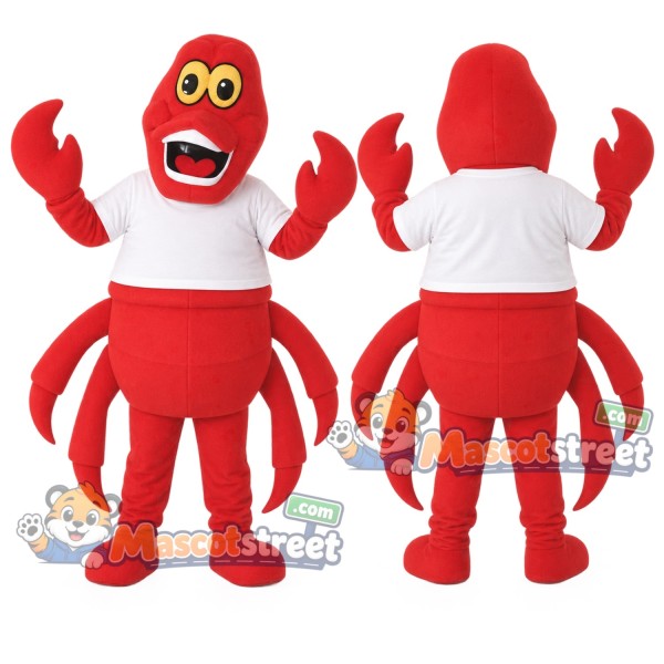 Red Crab Mascot Costume with White Shirt