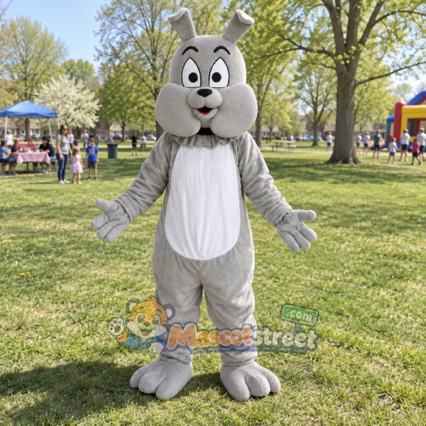Gray Rabbit Mascot Costume with White Belly