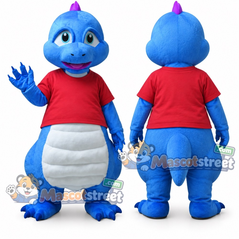 Blue Dragon Mascot Costume with Red Shirt Blue Dragon Mascot Costume with Red Shirt