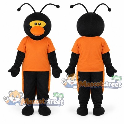 Black Ladybug Mascot Costume with Orange Shirt Black Ladybug Mascot Costume with Orange Shirt