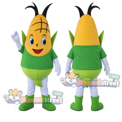Corn Mascot Costume with Green Shirt Corn Mascot Costume with Green Shirt