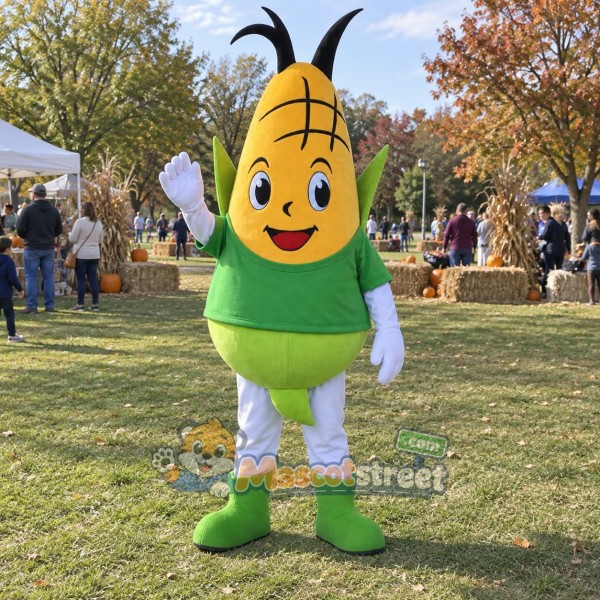 Corn Mascot Costume with Green Shirt