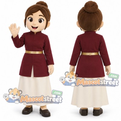 Princess Mascot Costume with Burgundy Coat and Cream Skirt Princess Mascot Costume with Burgundy Coat and Cream Skirt