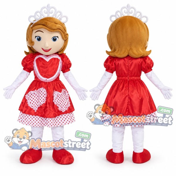 Princess Mascot Costume with Red Dress and Crown