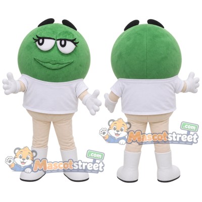 Green Bean Character Mascot Costume with White Shirt and Cream Shorts Green Bean Character Mascot Costume with White Shirt and Cream Shorts