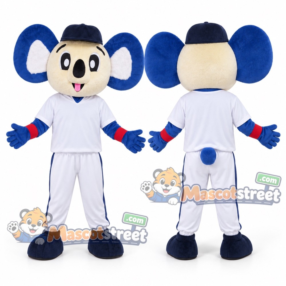 Blue Mouse Mascot Costume with White Uniform Blue Mouse Mascot Costume with White Uniform
