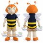 Bee Girl Mascot Costume with Navy Shirt and Tan Shorts