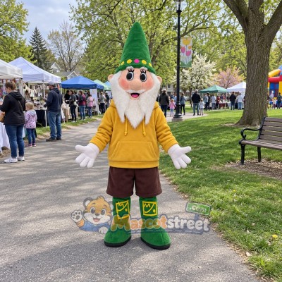 Christmas Elf Mascot Costume with Yellow Jacket and Green Hat Christmas Elf Mascot Costume with Yellow Jacket and Green Hat