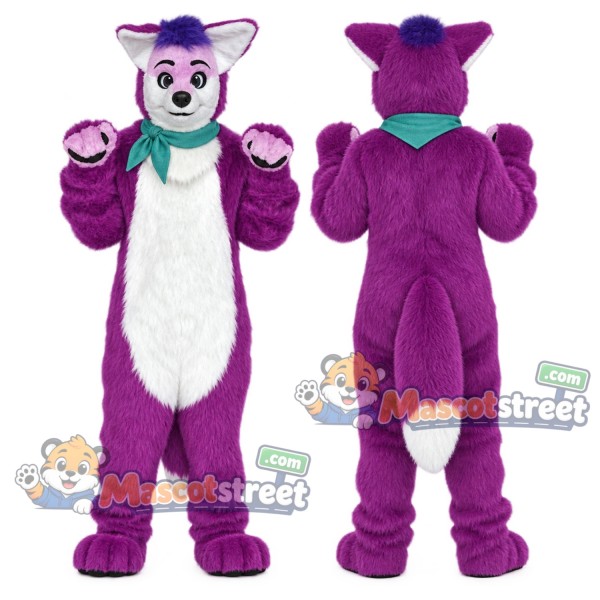 Purple Fox Mascot Costume with White Belly